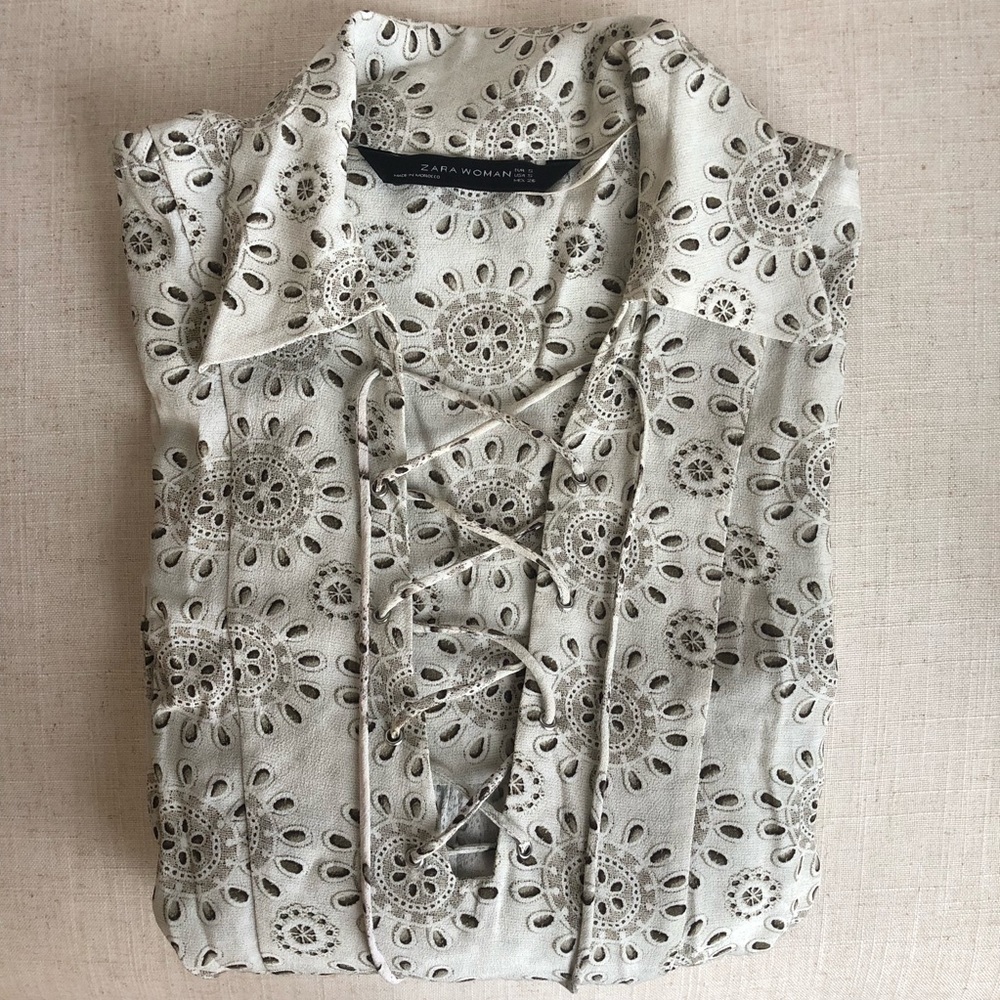 Zara Front Lace-up Printed Dress